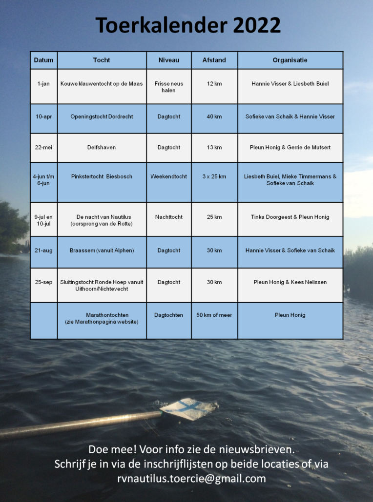 Toerkalender 2022